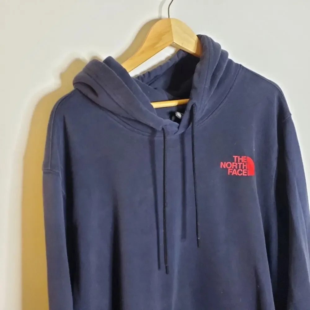 The North face Blue men's graphic back sweatshirt Worn and a bit stretched out